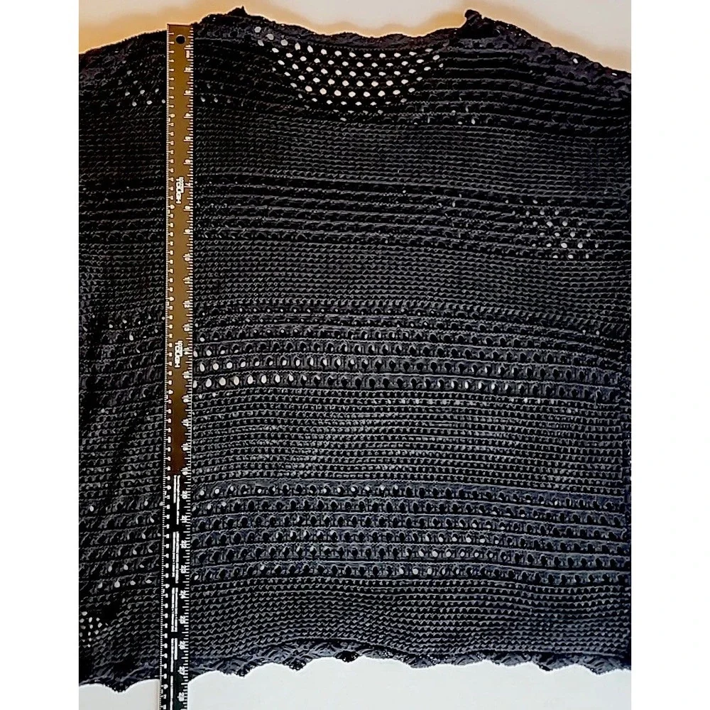 Cupshe Womens Black Open Knit Crochet Top XL Oversized Coverup Boho Resort Beach